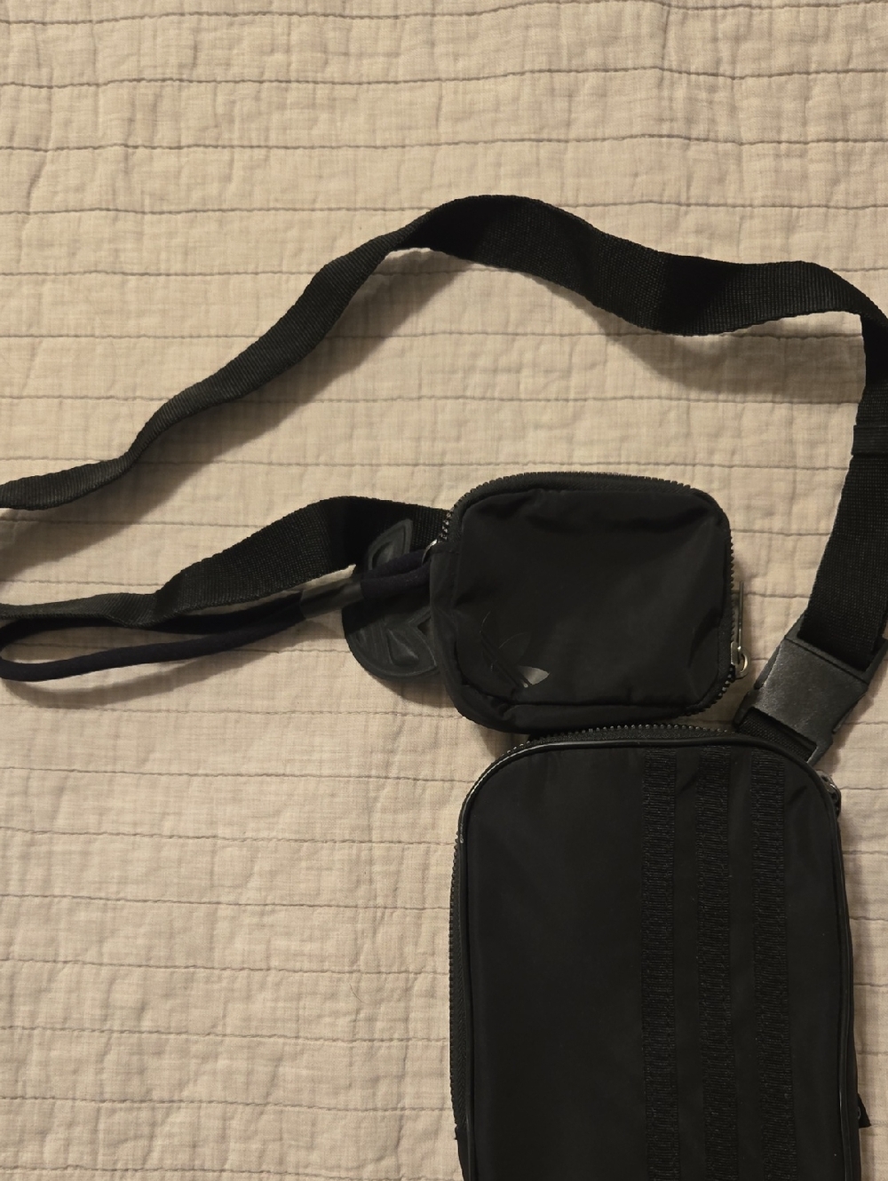 adidas Black Sling Belt Bag with Dual Pouches